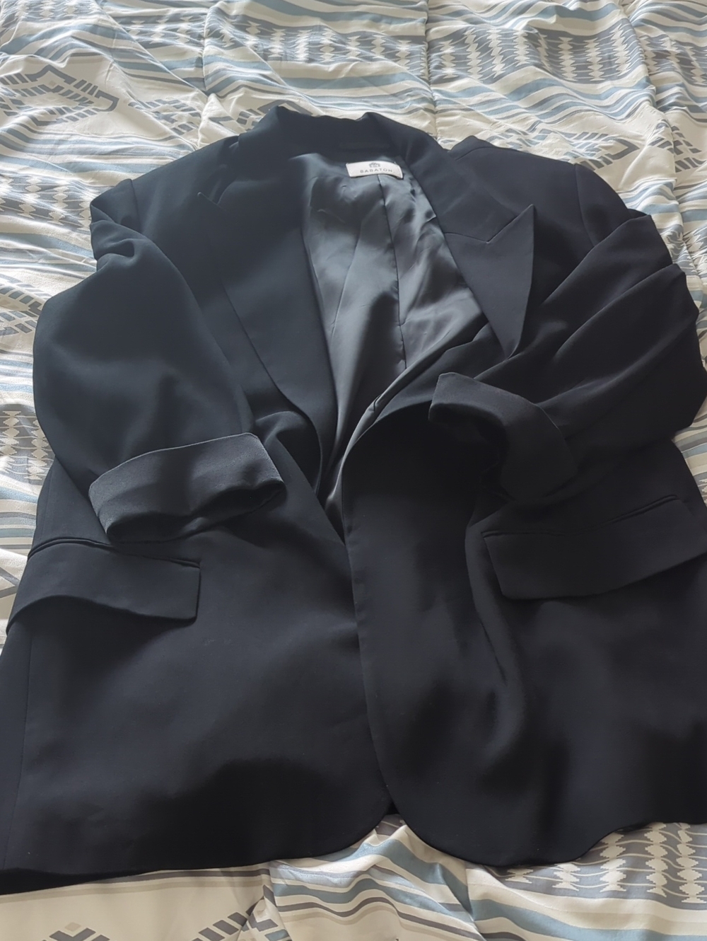 Babaton / Arizona Women's Black Open-Front Blazer 3/4 Sleeves (Fits Oversized)